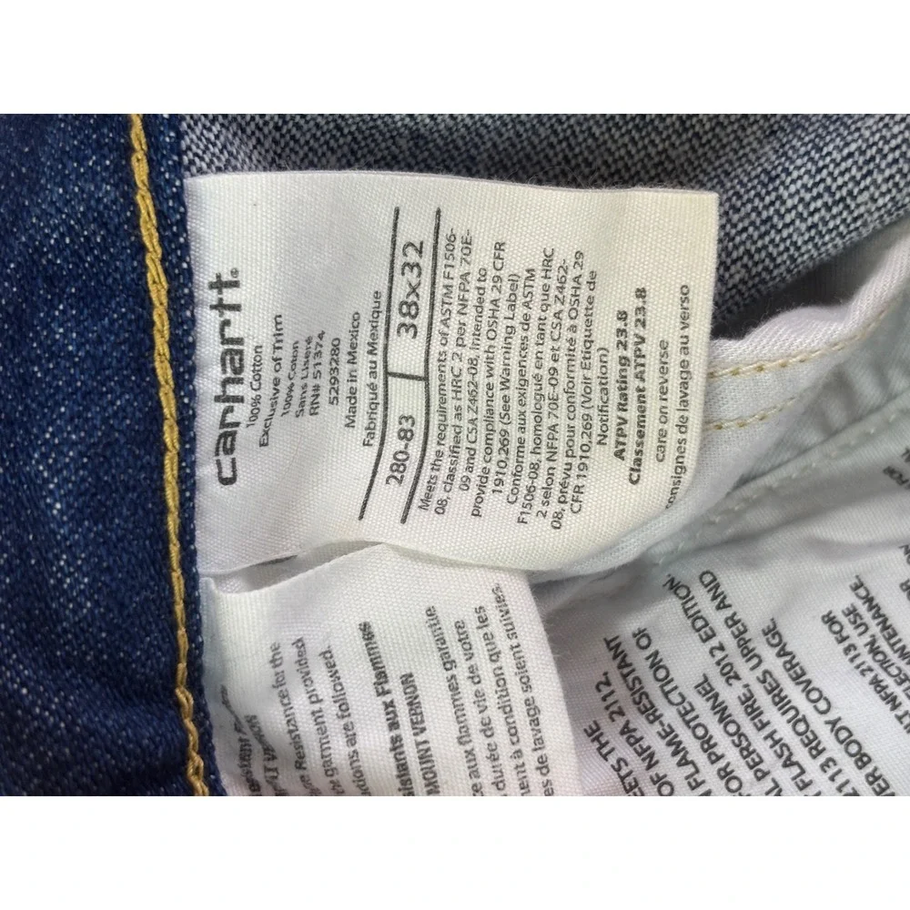 Carhartt FR Flame Resistant Jeans Mens 38x32 Dark Wash Denim Work Pants 280-83